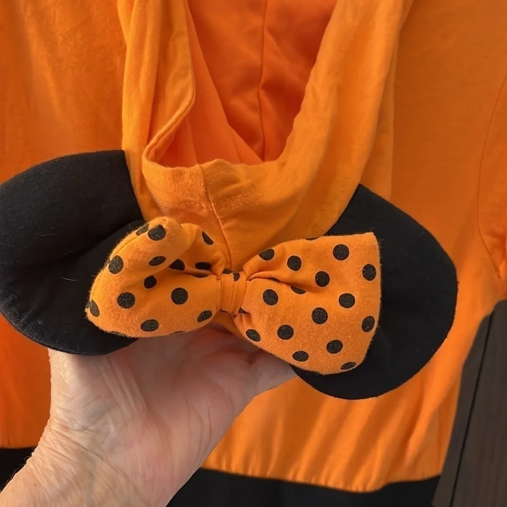 Disney child’s Minnie Mouse Halloween dress with hood with mouse ears. Size XL